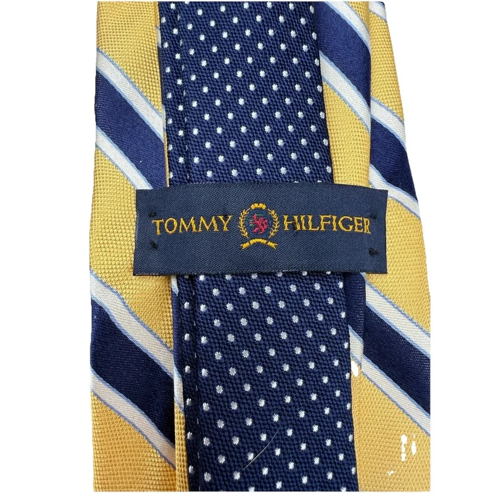 Tommy Hilfiger‎ Mens Necktie Tie Yellow and Blue Striped 60